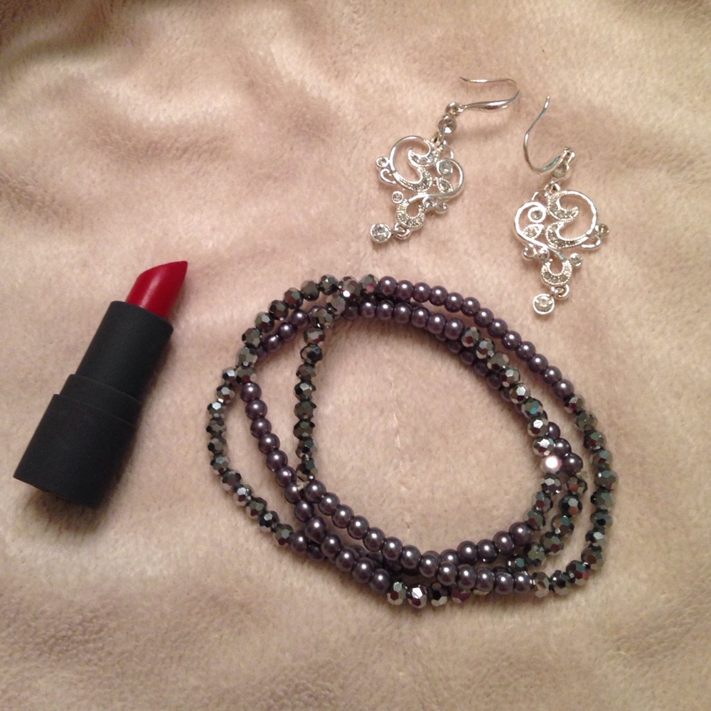 ✨ Set of 3 Silver Tone Elastic Beaded Bracelets | Stretch Stack Bracelets ✨